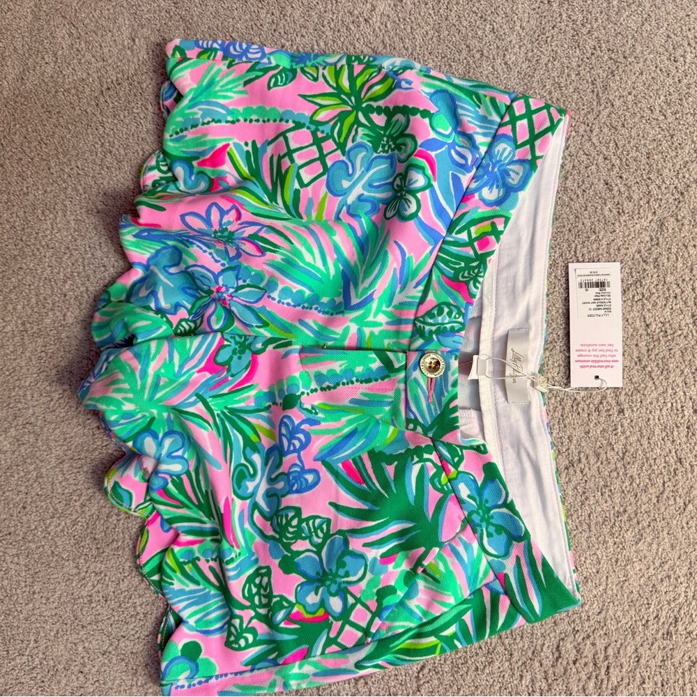 Lilly Pulitzer Pink and Green Floral High Waist Shorts